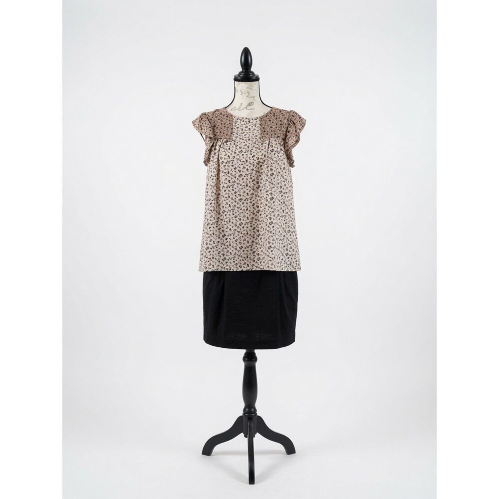 Andrée by Unit Floral Ruffle Sleeve Top Medium Pink White Boho Blouse